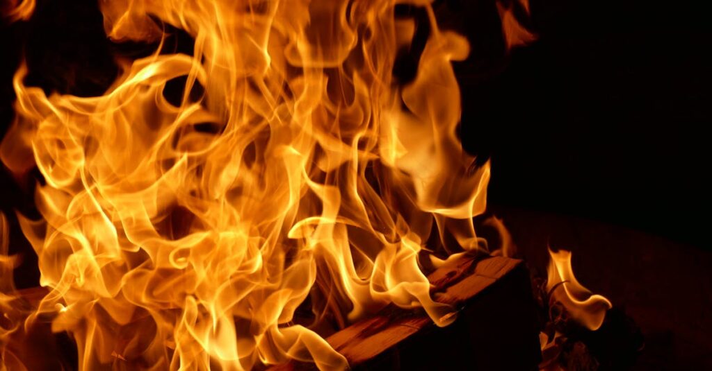 秋キャンプで安全に過ごすための注意点を守っている様子を描いた写真